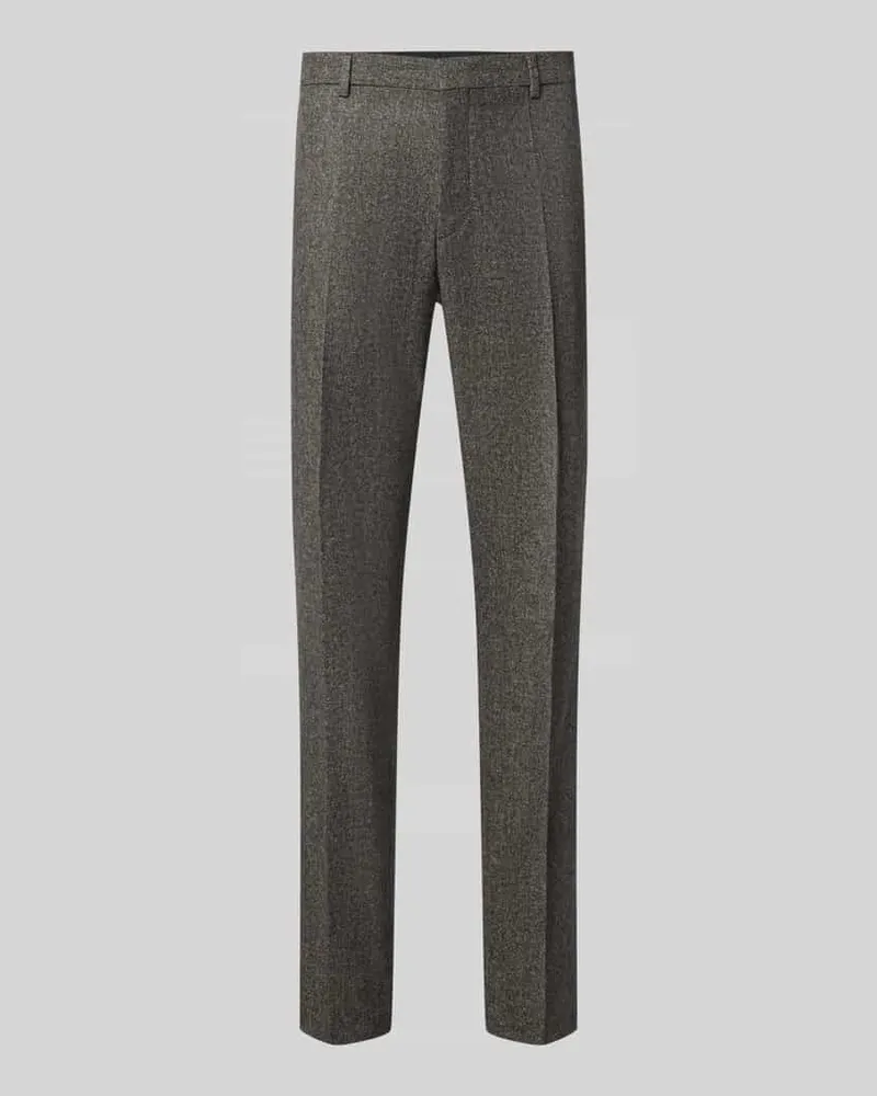 HUGO BOSS Regular Fit Anzughose aus Woll-Mix Modell 'Leon Mittelbraun