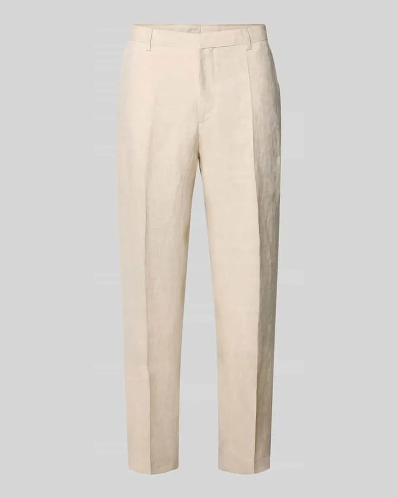 HUGO BOSS Tapered Anzughose aus reinem Leinen Modell 'H-PERIN Beige