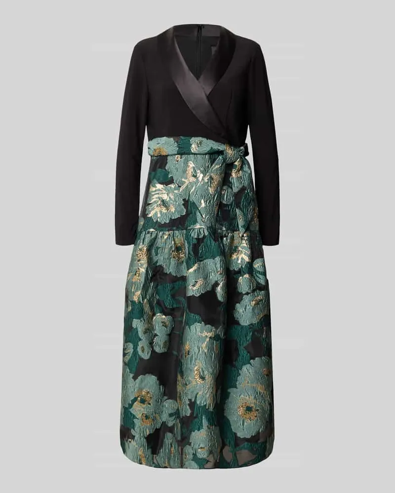 Adrianna Papell Abendkleid im Allover-Look mit Bindegürtel Dunkelgruen