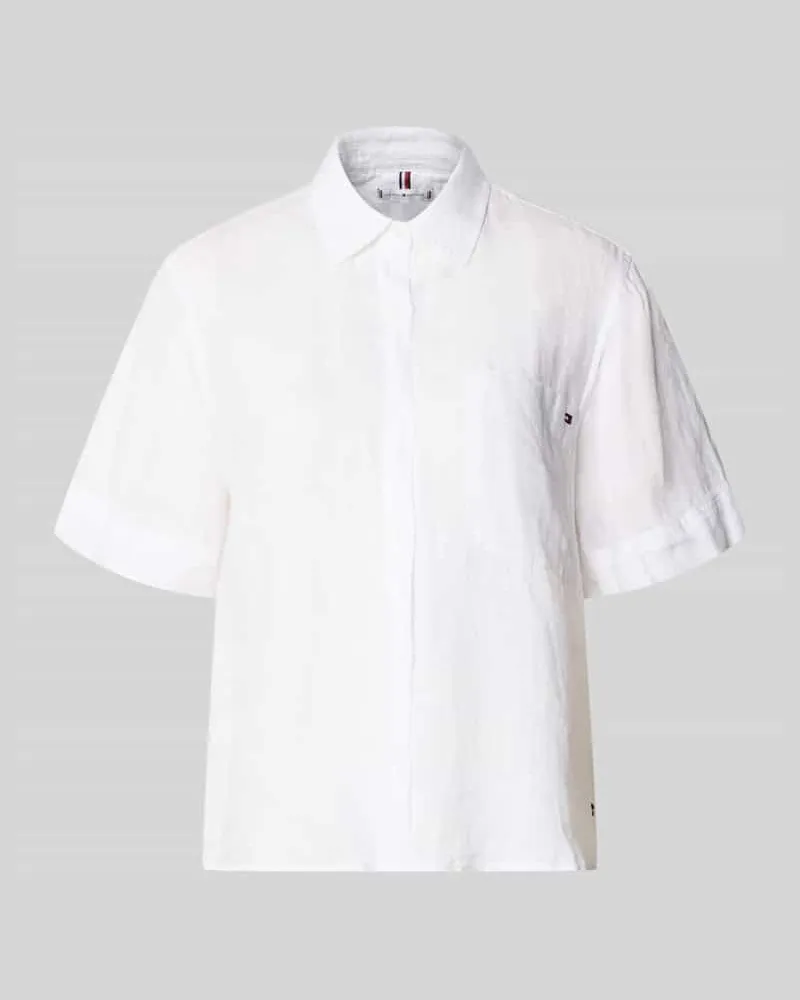Tommy Hilfiger Loose Fit Leinenbluse mit Brusttasche Weiss