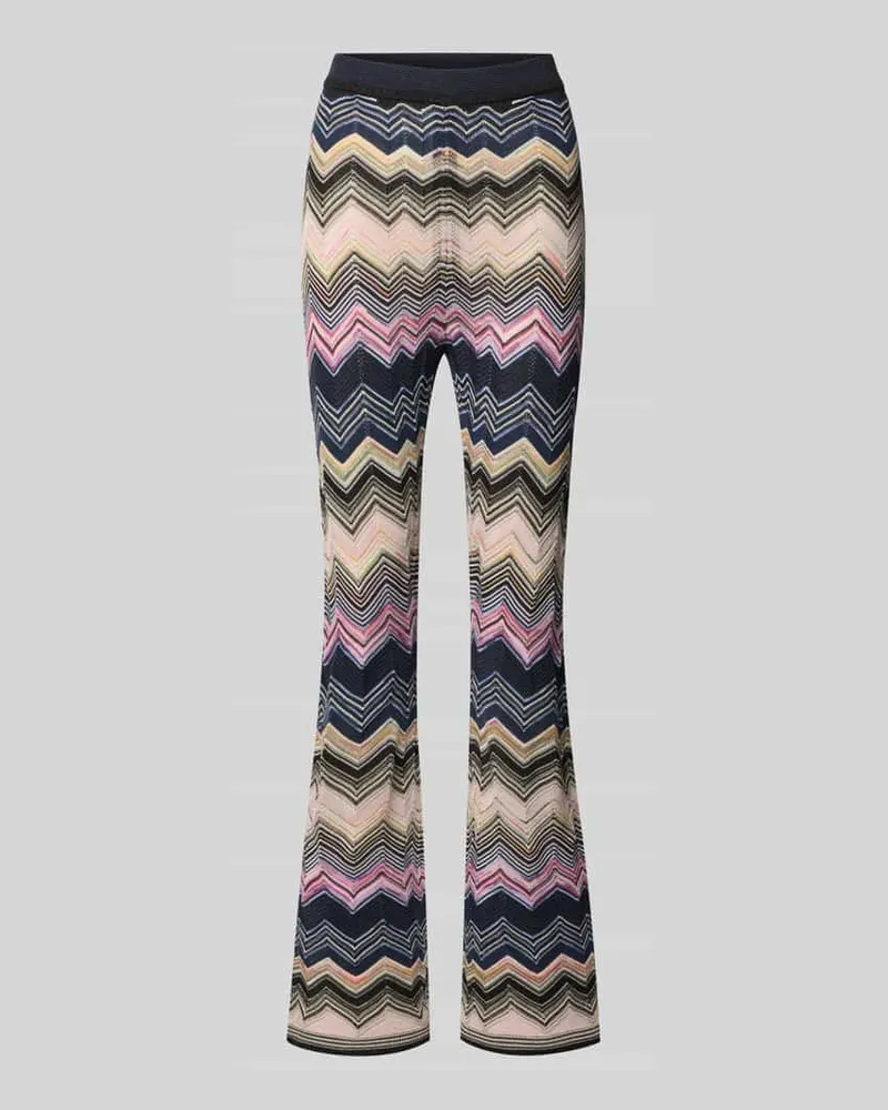 Oui  Flared Hose aus Viskose-Mix im Allover-Look Taupe