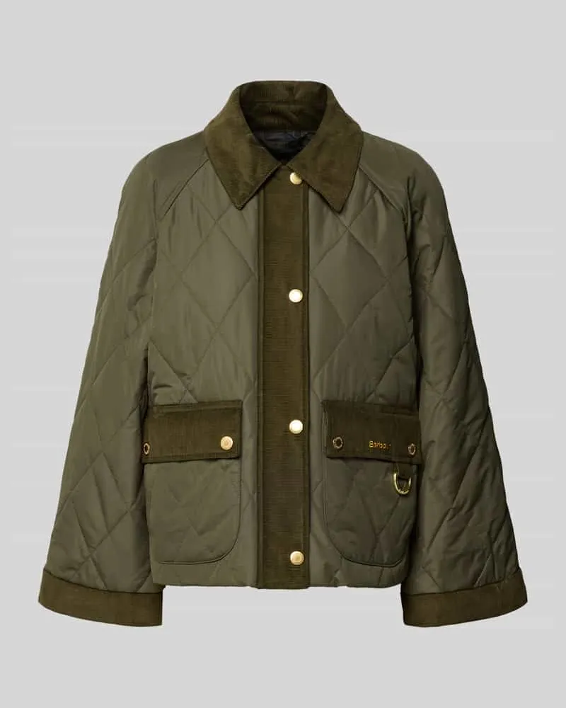 Barbour Steppjacke mit Corddetails Oliv