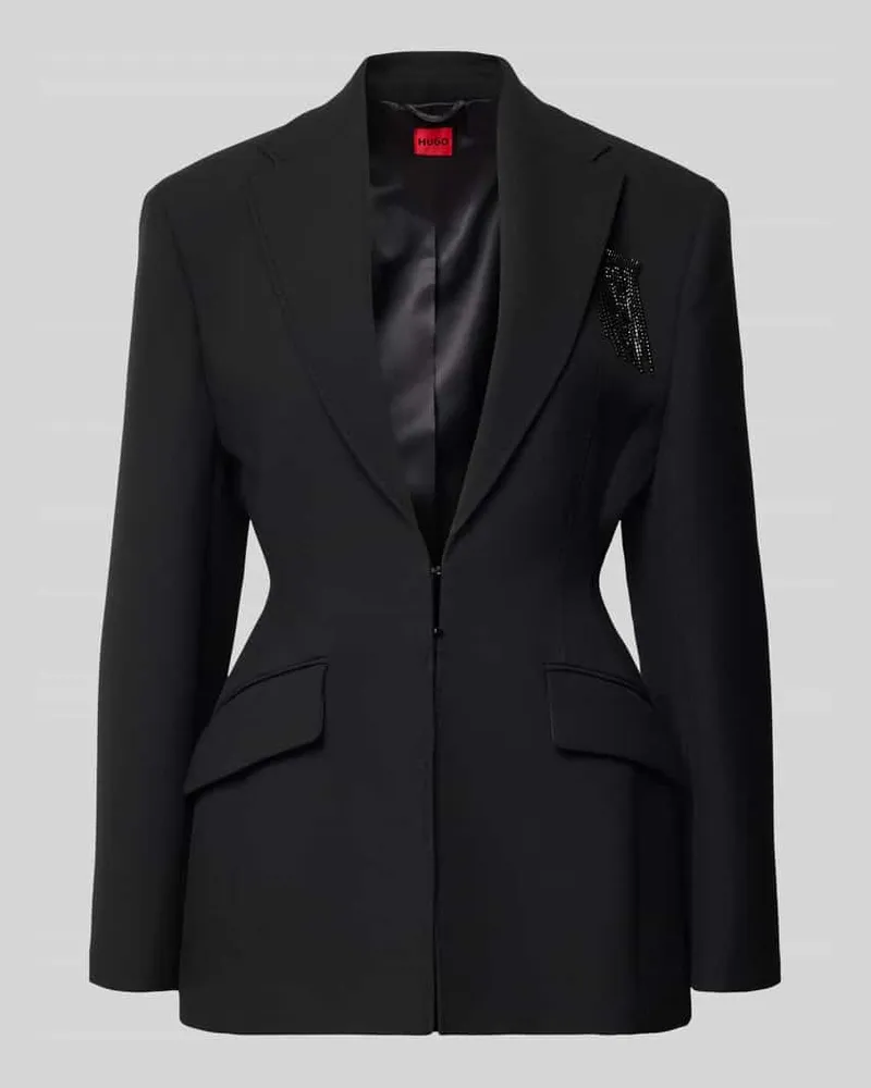 HUGO BOSS Longblazer mit Strassbrosche Modell 'Amarille Black