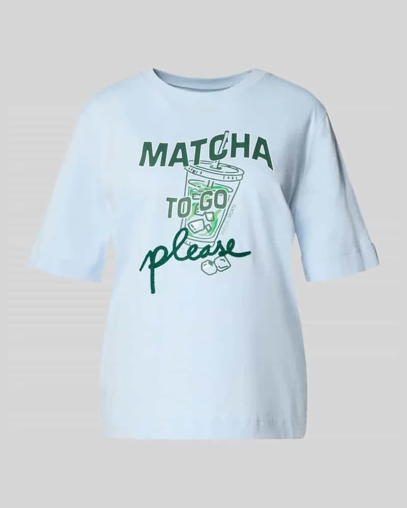 Marc Cain Slim Fit T-Shirt mit Motiv-Print Hellblau