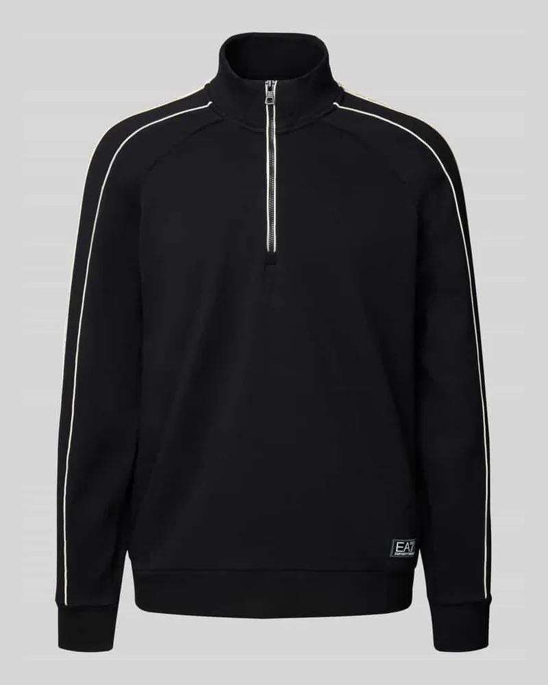 EA7 Sweatshirt mit Stehkragen und Reißverschluss Black