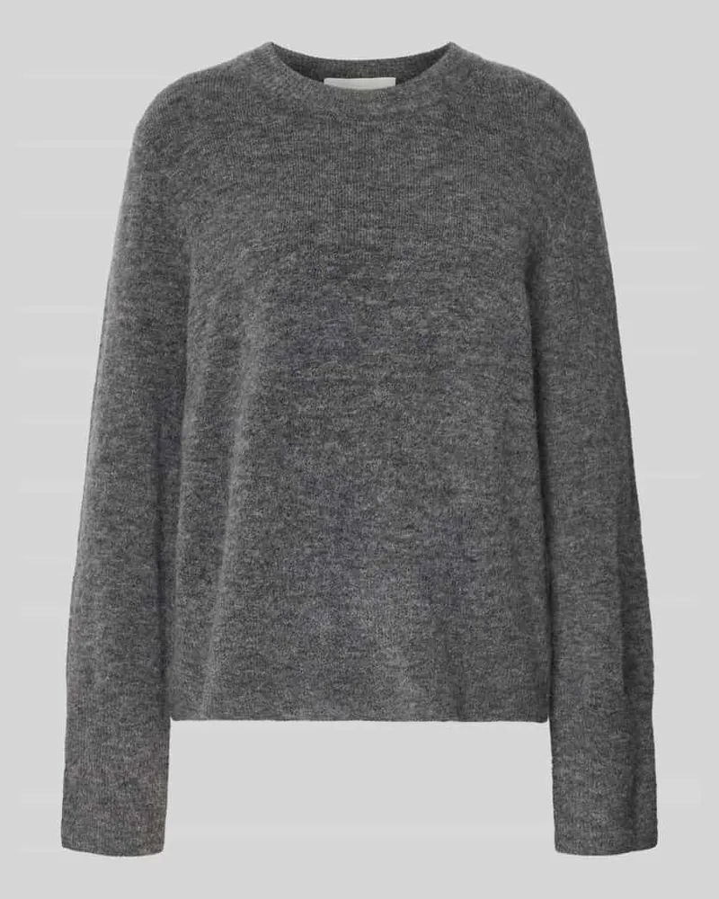 Closed Strickpullover aus Woll-Mix mit Rundhalsausschnitt Mittelgrau