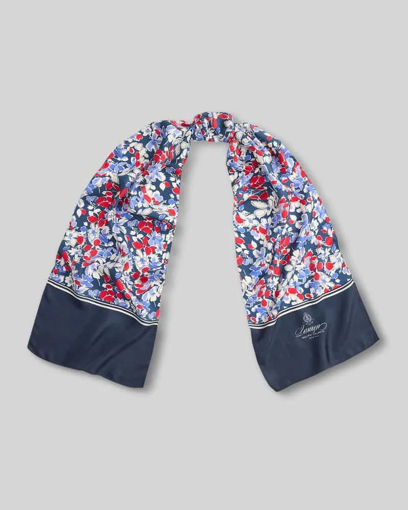 Ralph Lauren Tuch aus reiner Seide mit Logo-Schriftzug Dunkelblau