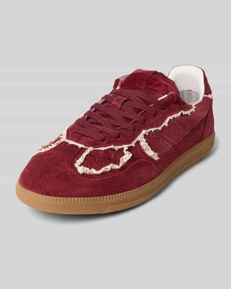 Alohas Sneaker aus echtem Leder mit Rüschenbesatz Bordeaux