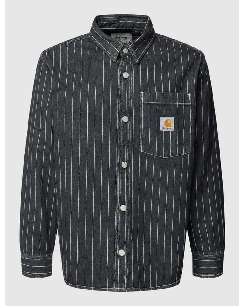 Carhartt WIP Freizeithemd mit Streifenmuster Modell 'ORLEAN Black