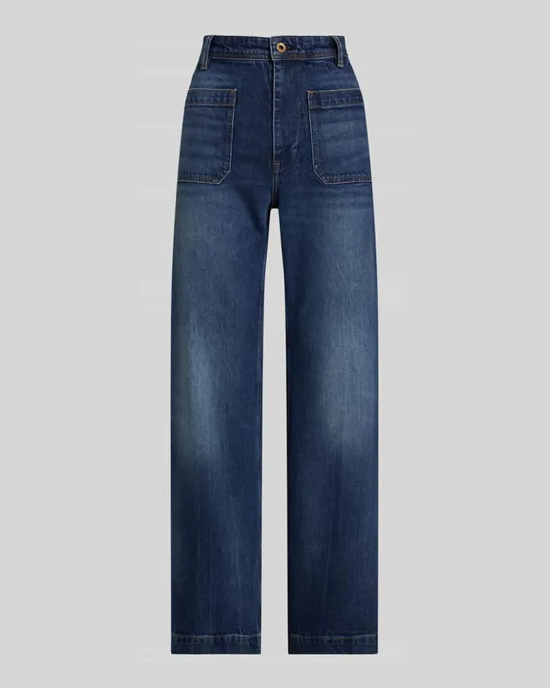 Ralph Lauren Wide Leg Jeans aus Baumwoll-Mix mit aufgesetzten Taschen Jeansblau