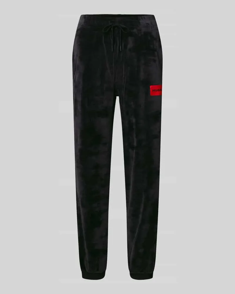 HUGO BOSS Relaxed Fit Pyjama-Hose aus Baumwoll-Mix Modell 'VELVET Black