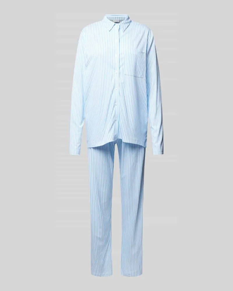 Mey Pyjama mit Umlegekragen Hellblau