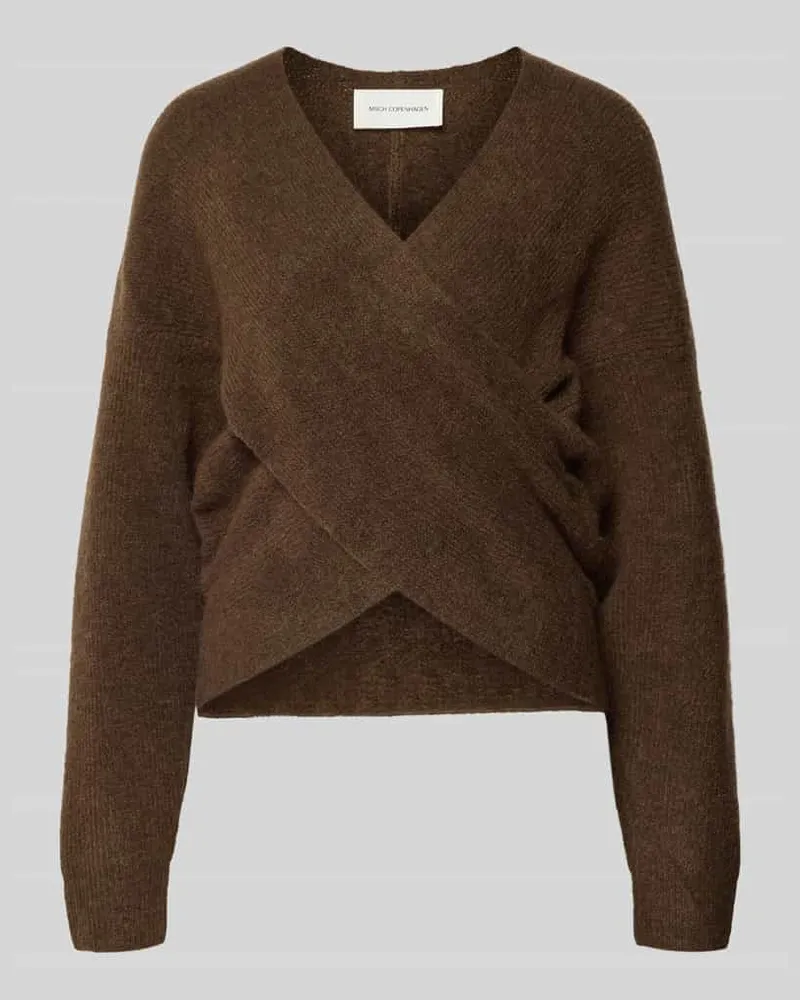 MOSS COPENHAGEN Strickpullover in Wickel-Optik Modell 'Zinelle Hope Dunkelbraun
