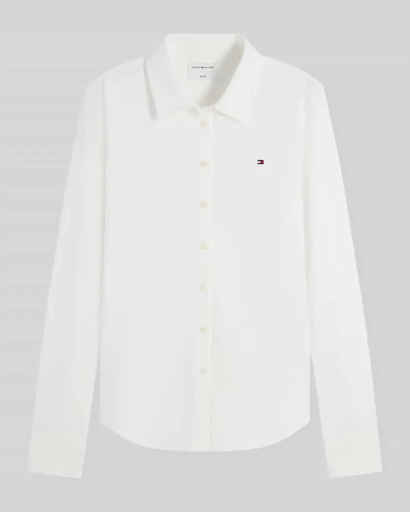 Tommy Hilfiger Slim Fit Hemdbluse aus Baumwoll-Mix Ecru