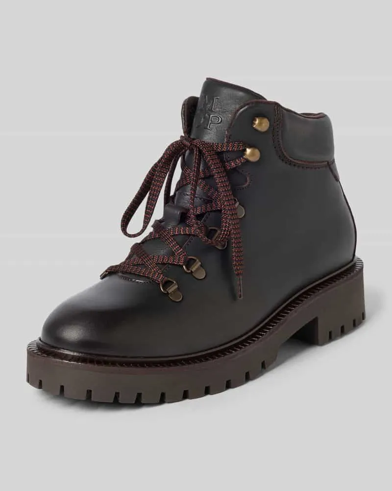 Marc O'Polo Schnürstiefel aus Rindsleder mit Profilsohle Dunkelbraun
