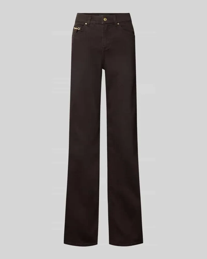 ANGELS  Regular Fit Jeans Wide Fit mit Metall-Detail Dunkelbraun