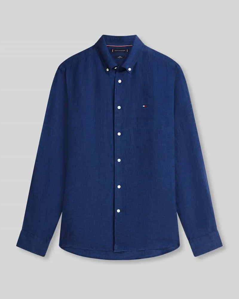 Tommy Hilfiger Regular Fit Freizeithemd aus reinem Leinen Marine