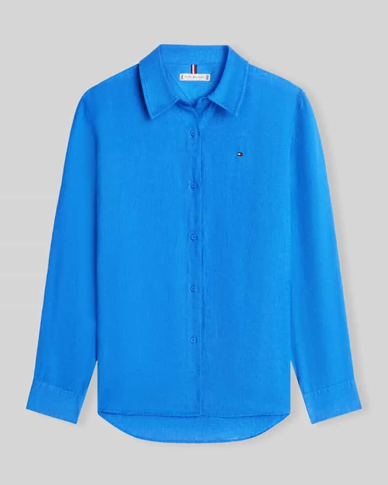 Tommy Hilfiger Relaxed Fit Langarmbluse aus reinem Leinen Royal