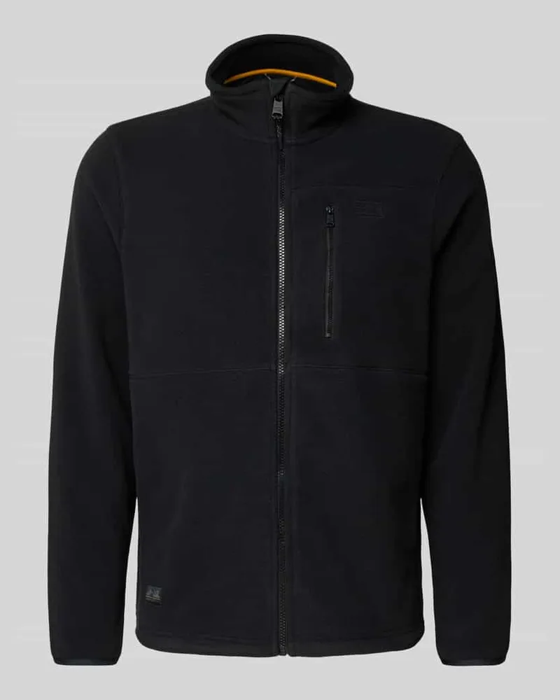 Camel Active Fleecejacke mit Stehkragen und Label-Stitching Anthrazit