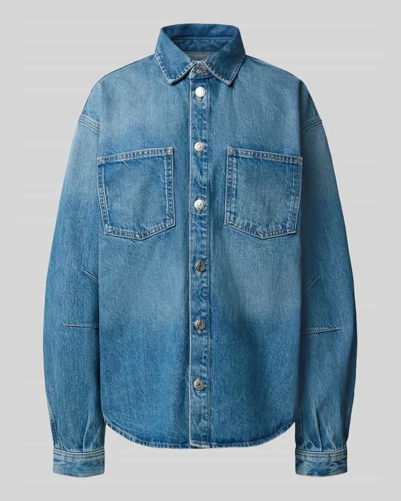 Samsøe & Samsøe Oversized Hemdbluse aus reiner Baumwolle Modell 'Sahar Blau