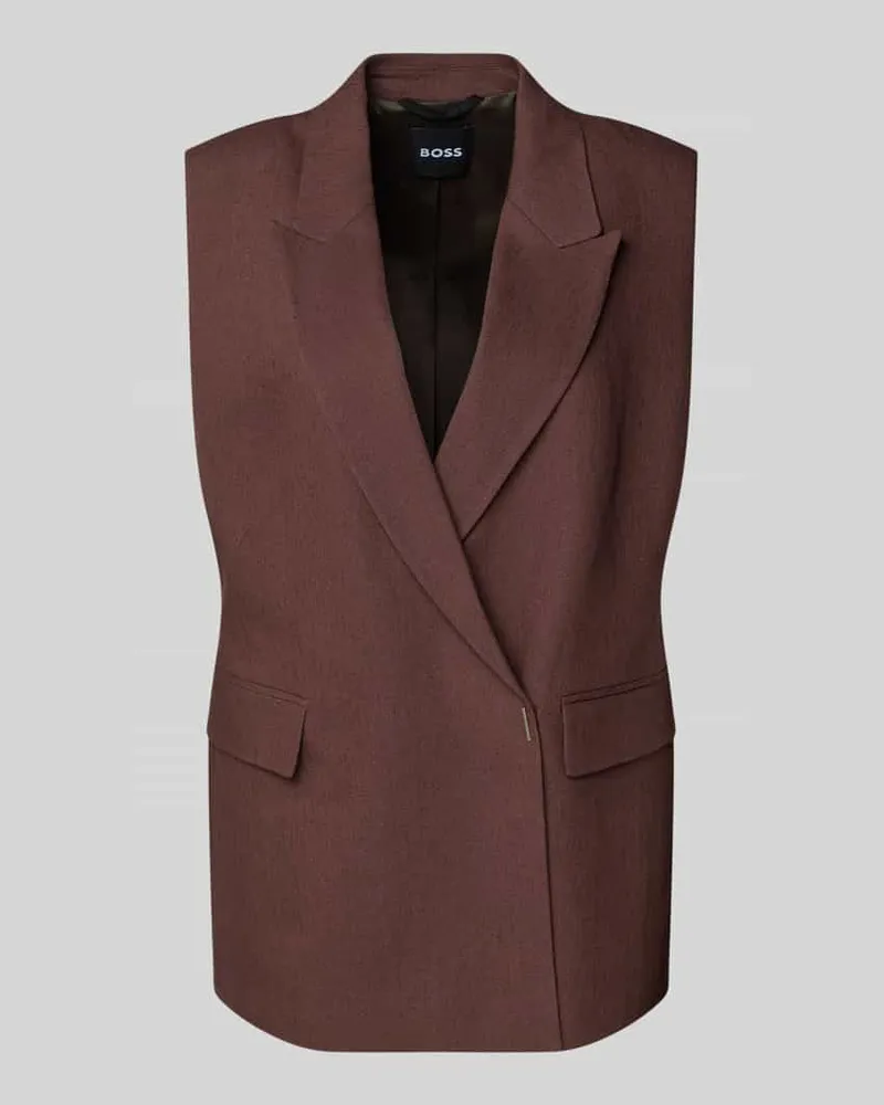 HUGO BOSS Regular Fit Weste aus Leinen-Viskose-Mix Modell 'JANKANIA Schoko