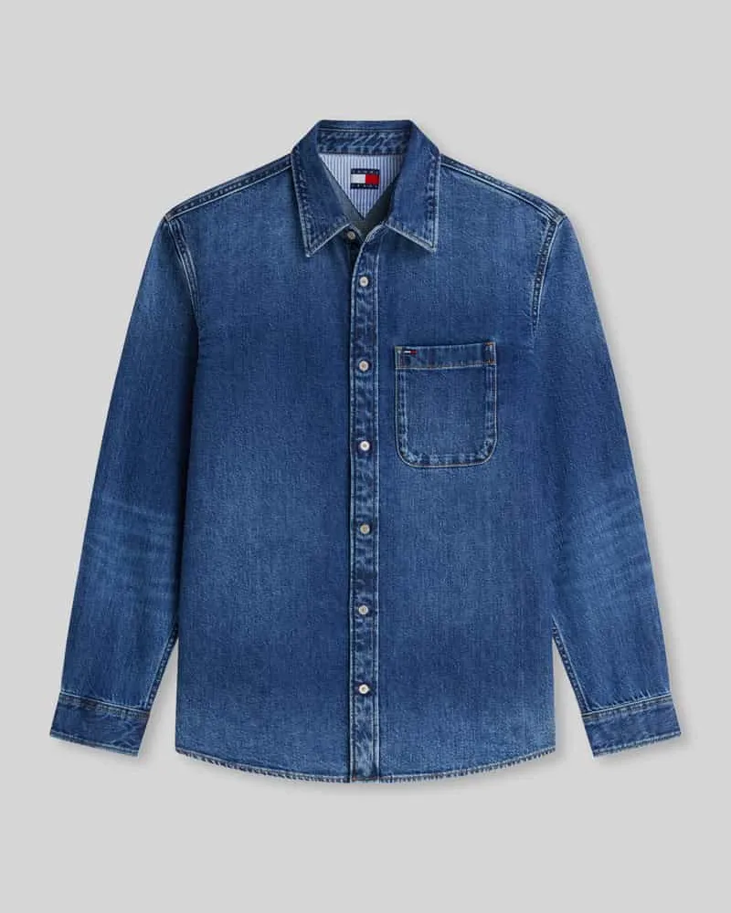 Tommy Hilfiger Regular Fit Jeanshemd aus reiner Baumwolle Dunkelblau