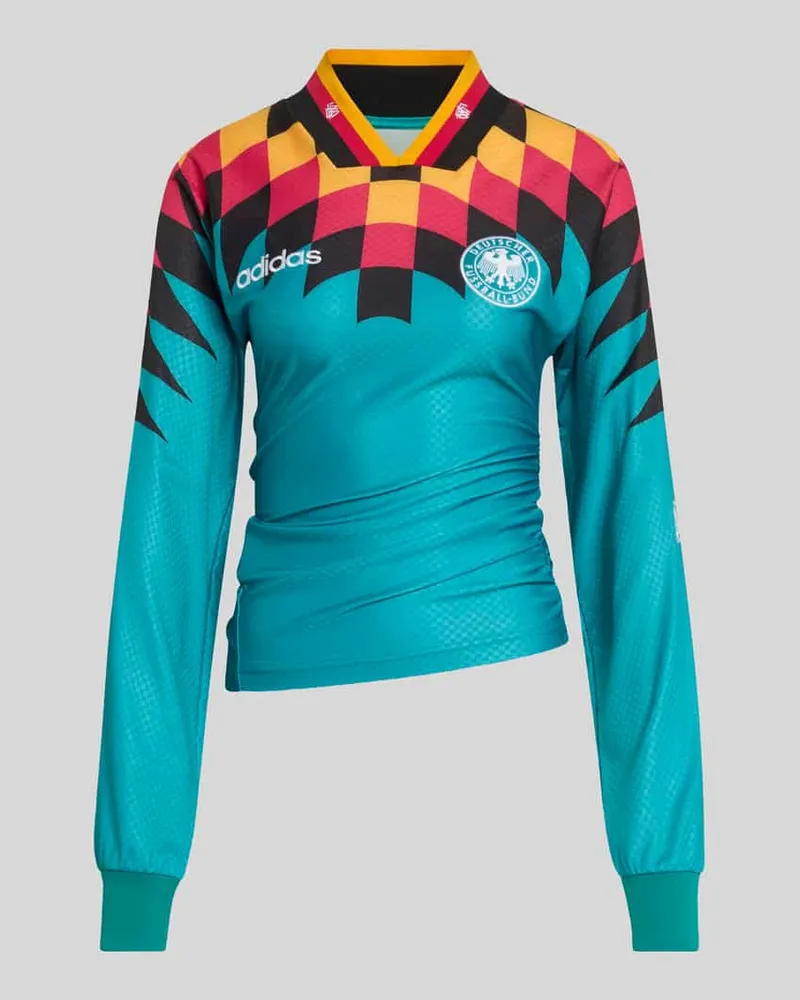 adidas Slim Fit Langarmshirt mit DFB Logo-Applikation Dunkelgruen