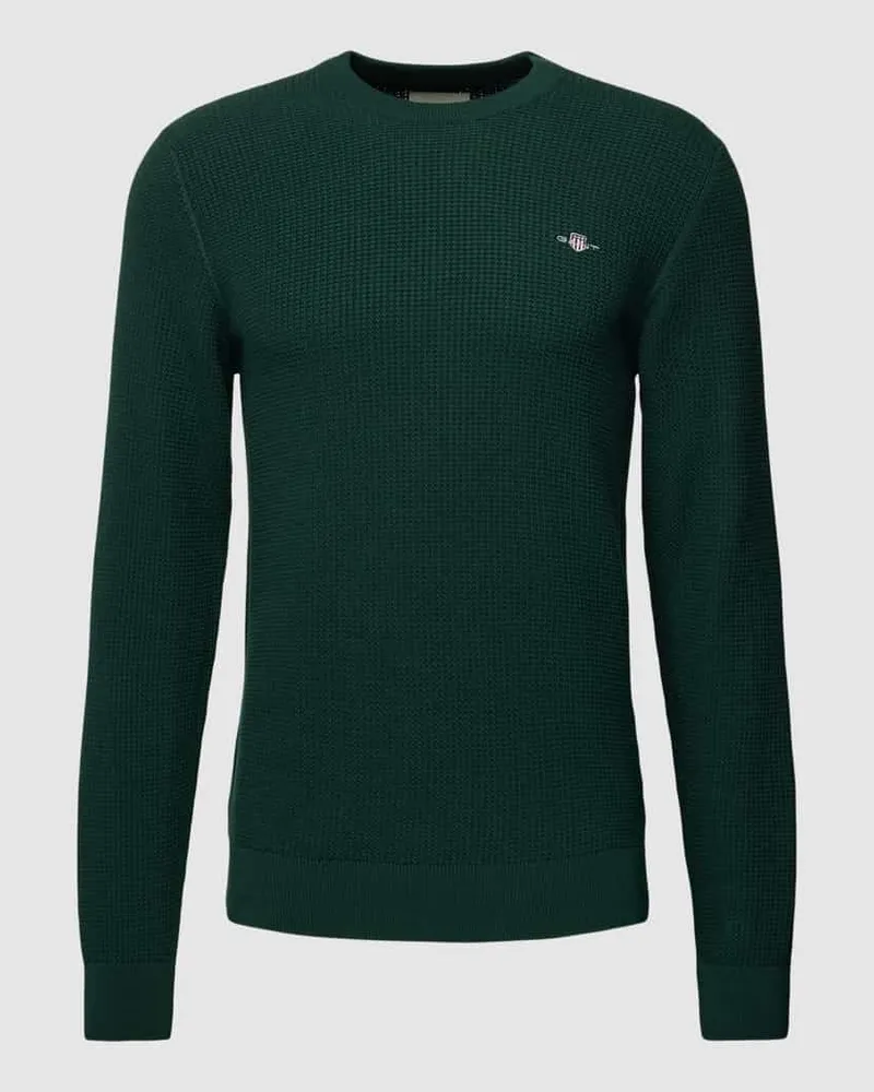 Gant Strickpullover mit Label-Stitching Dunkelgruen