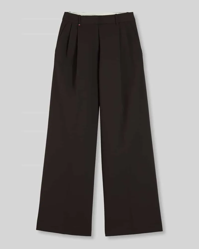 Tommy Hilfiger Weite Hose mit Bügelfalten Dunkelbraun