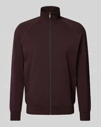 HUGO BOSS Sweatjacke mit Label-Stitching Bordeaux