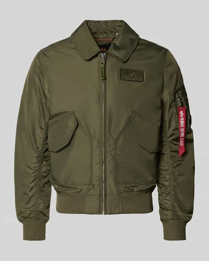 Alpha Industries Regular Fit Bomberjacke mit Logo-Patch Oliv