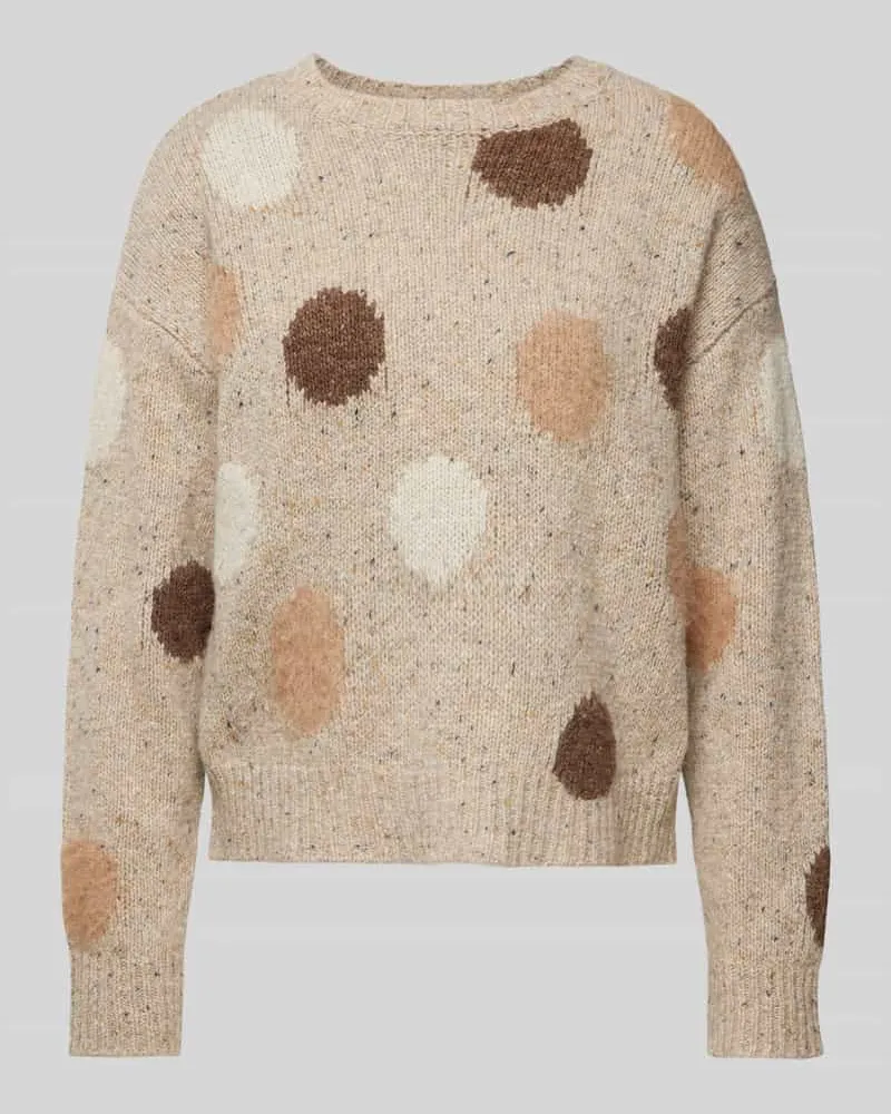 Oui  Strickpullover mit überschnittenen Schultern Beige