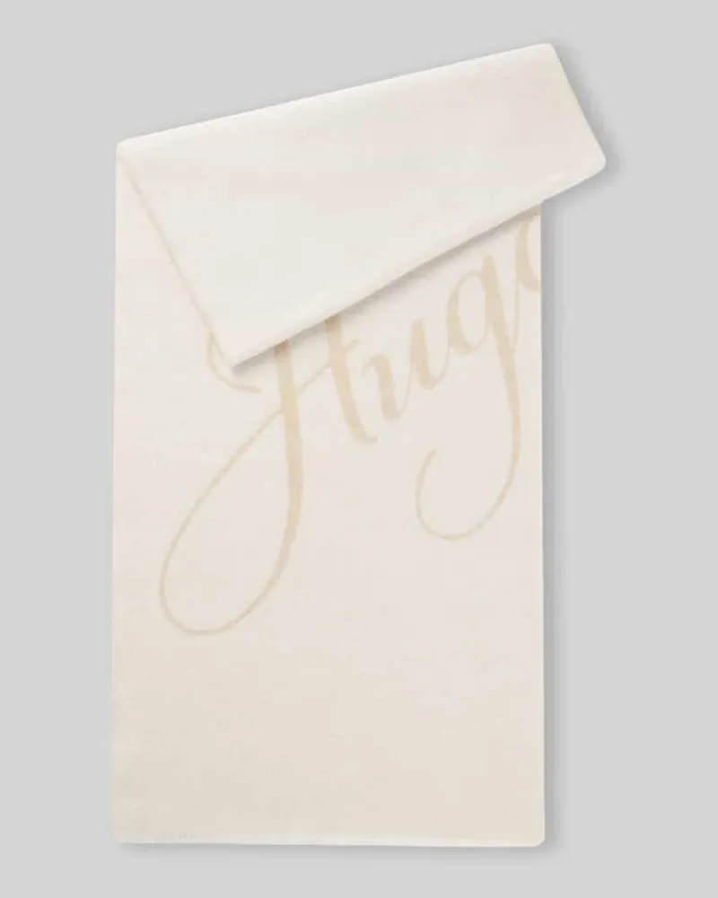 HUGO BOSS Schal mit großem Logo-Schriftzug Offwhite