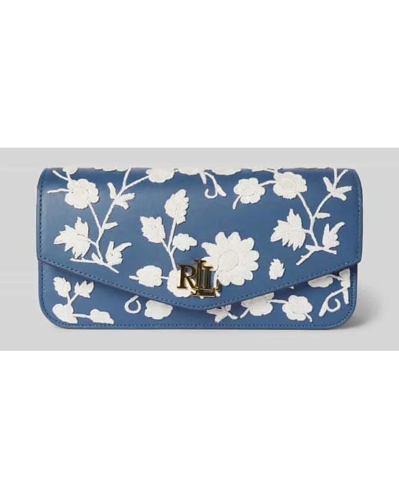 Ralph Lauren Clutch aus echtem Leder Rauchblau