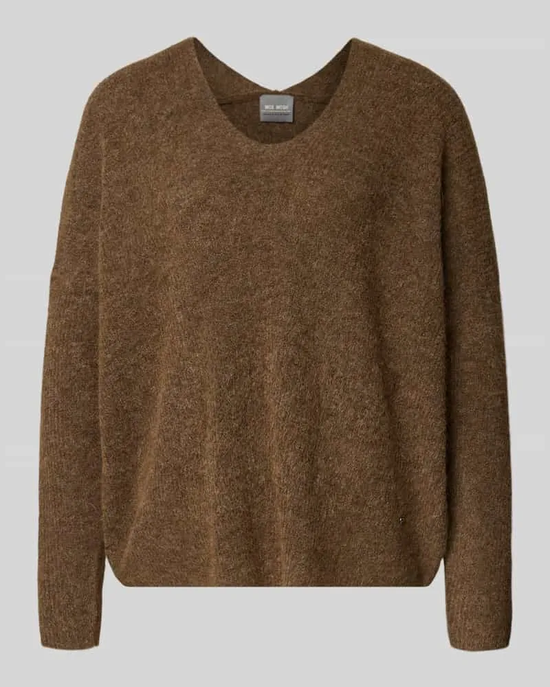 Mos Mosh Oversized Strickpullover mit gerippten Abschlüssen Modell 'THORA Mittelbraun