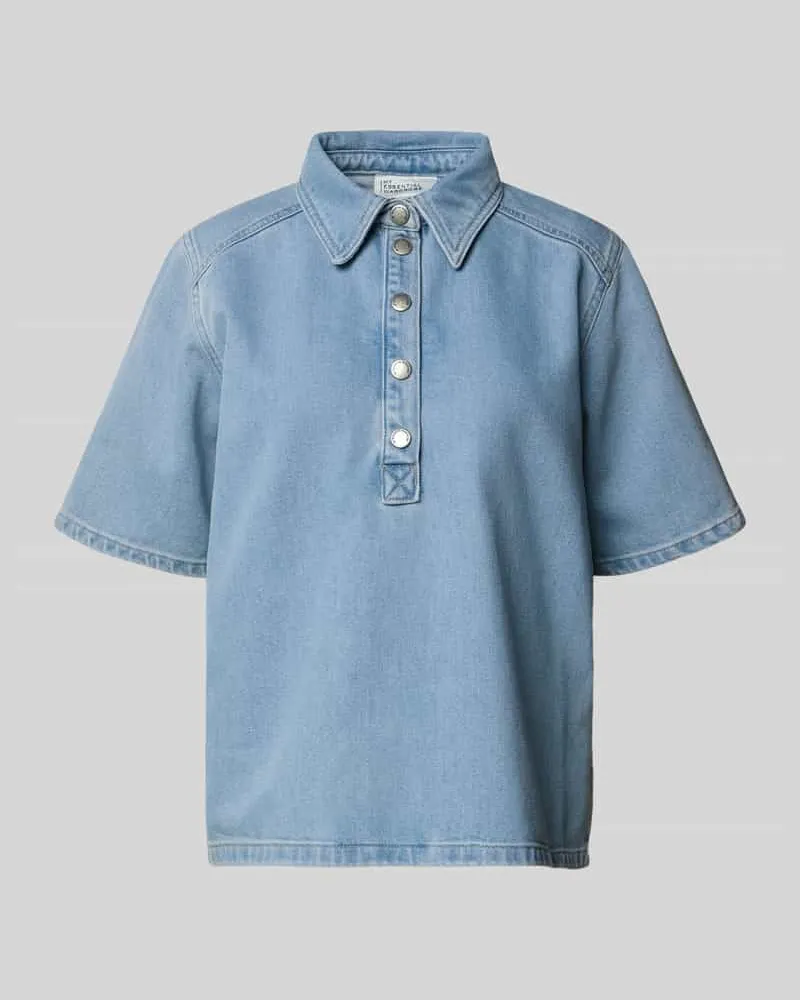 My Essential Wardrobe Jeansbluse mit Druckknopfleiste Modell 'Abina Hellblau