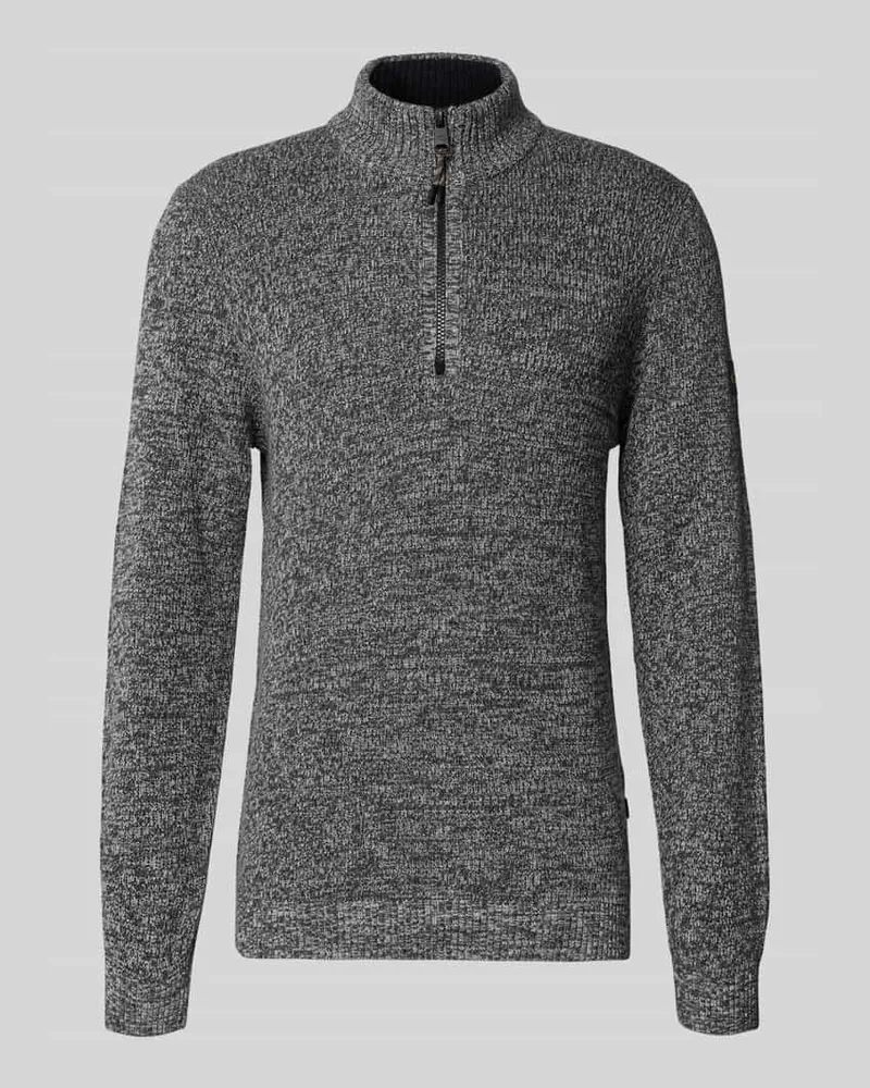 Camel Active Slim Fit Troyer mit Reißverschluss Modell 'Mouline Anthrazit