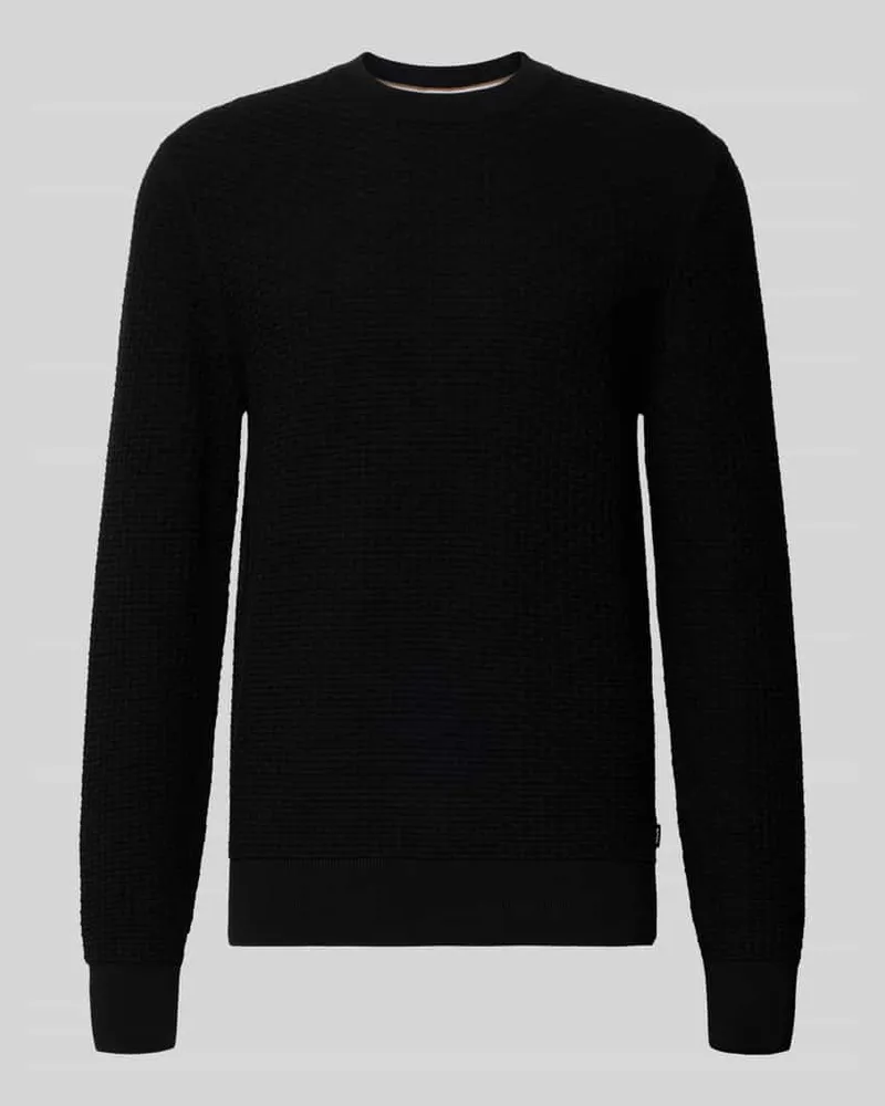 HUGO BOSS Regular Fit Strickpullover aus reiner Baumwolle Modell 'IMBERTO Black