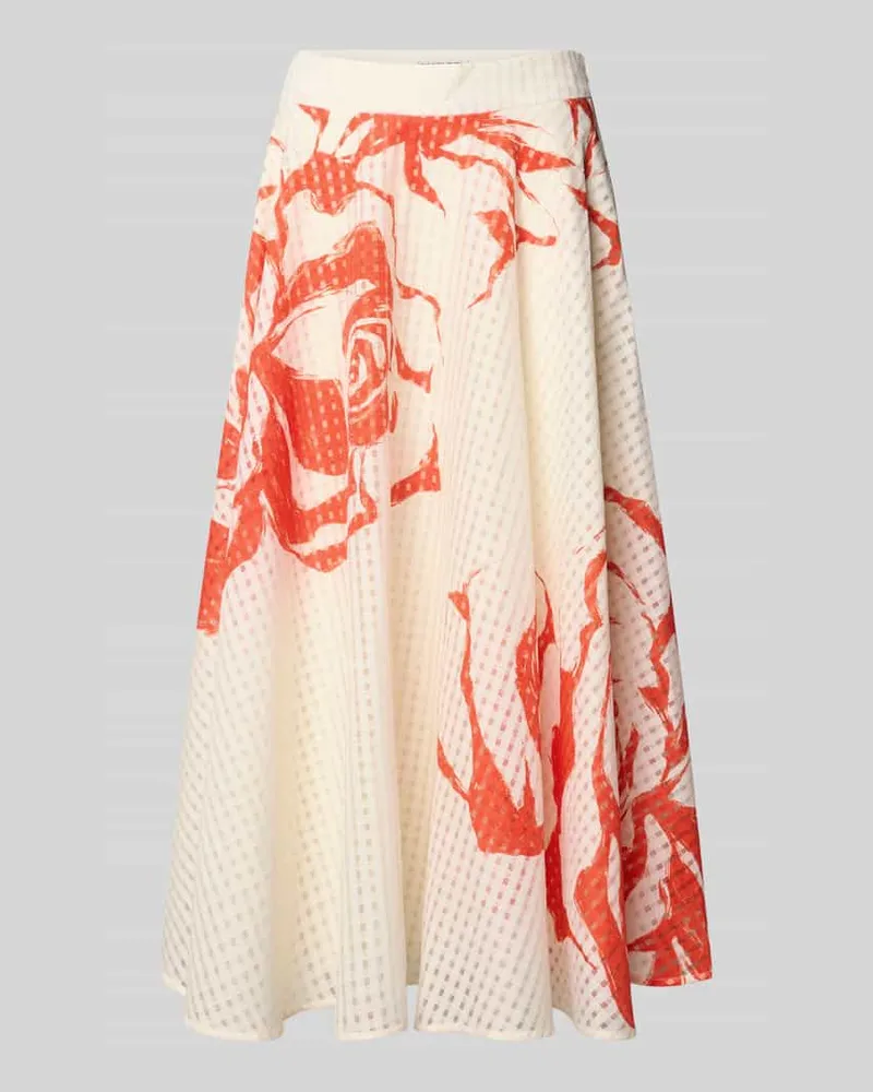 Essentiel A-Linien Midi-Rock mit Kellerfalten am Bund Modell 'JANGO Weiss