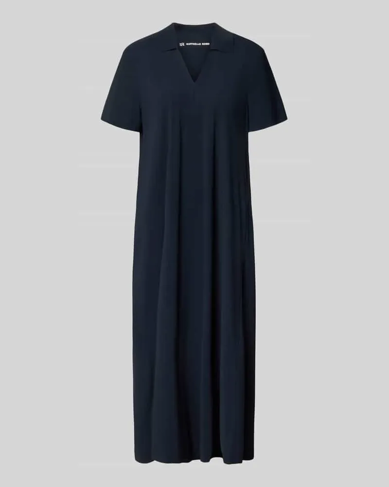 RAFFAELLO ROSSI  Midikleid mit Strukturmuster und Umlegekragen Modell 'JOSEPHINA Marine