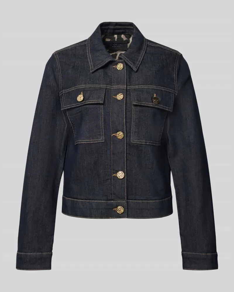 S.Oliver Regular Fit Jeansjacke aus Baumwoll-Mix Dunkelblau