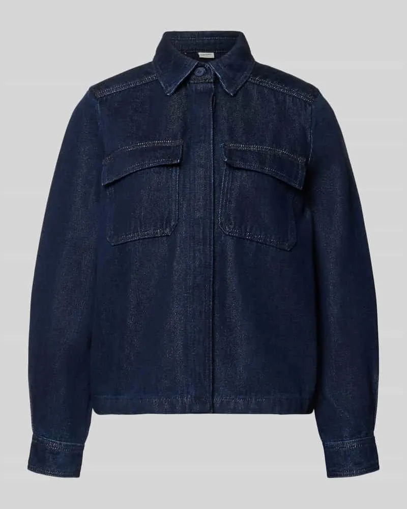 Stefanel Jeansbluse mit Brusttaschen und Kentkragen Jeansblau
