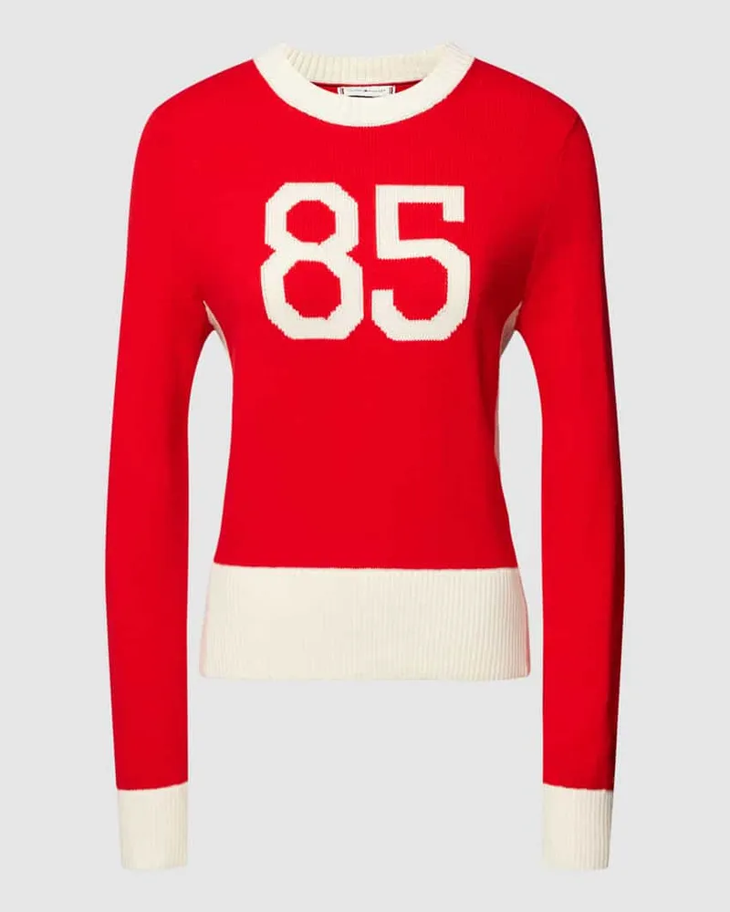 Tommy Hilfiger Strickpullover mit Woll-Anteil im Colour-Blocking-Design Rot
