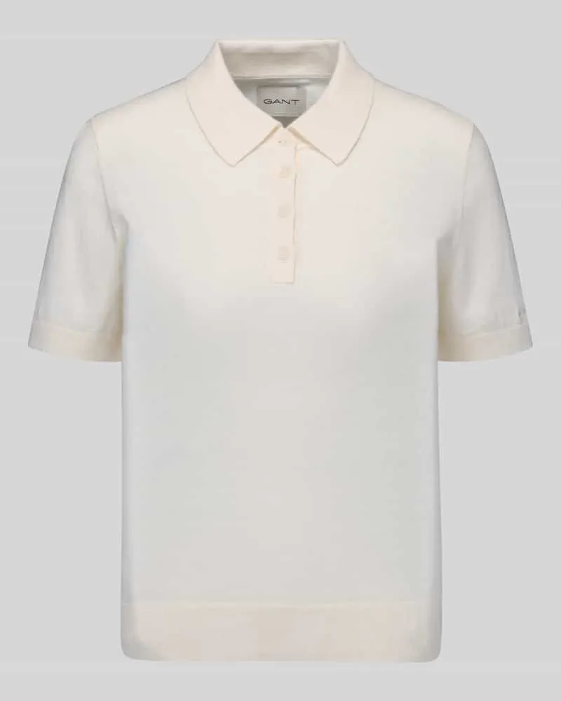 Gant Regular Fit Poloshirt aus Baumwoll-Kaschmir-Mix Offwhite