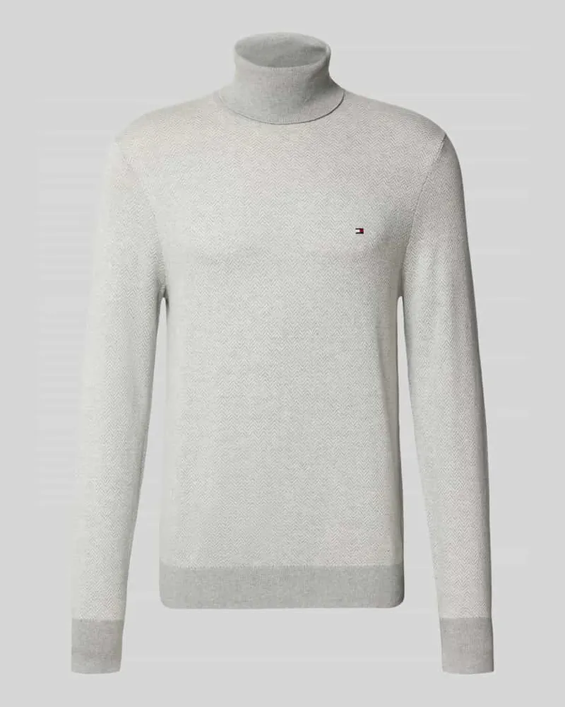 Tommy Hilfiger Regular Fit Rollkragenpullover aus Baumwoll-Kaschmir-Mix Hellgrau