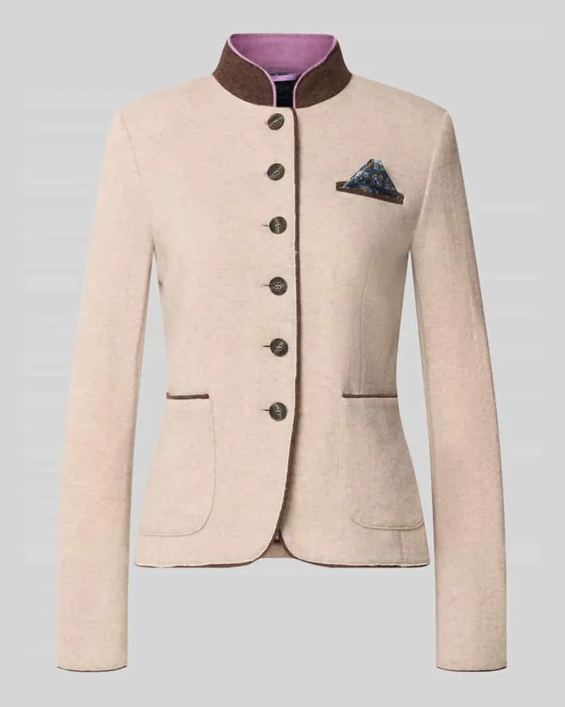 White Label Blazer aus Woll-Mix mit Einstecktuch Beige