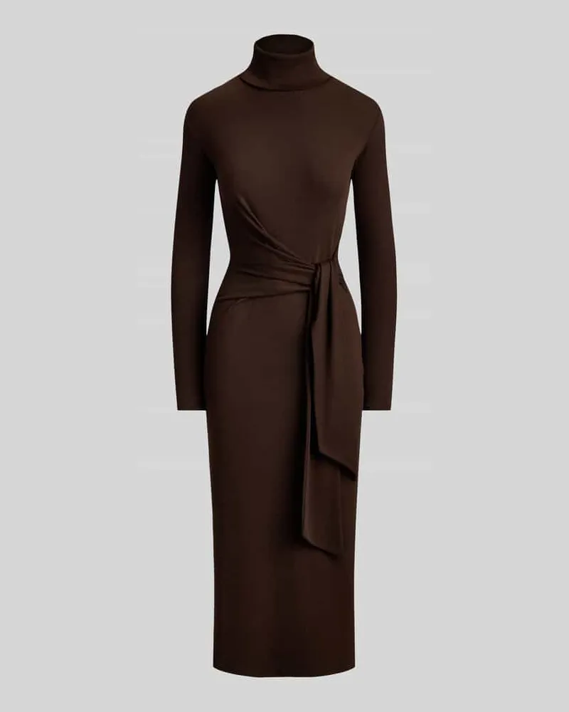 Ralph Lauren Regular Fit Freizeitkleid aus Baumwoll-Modal-Mix Dunkelbraun