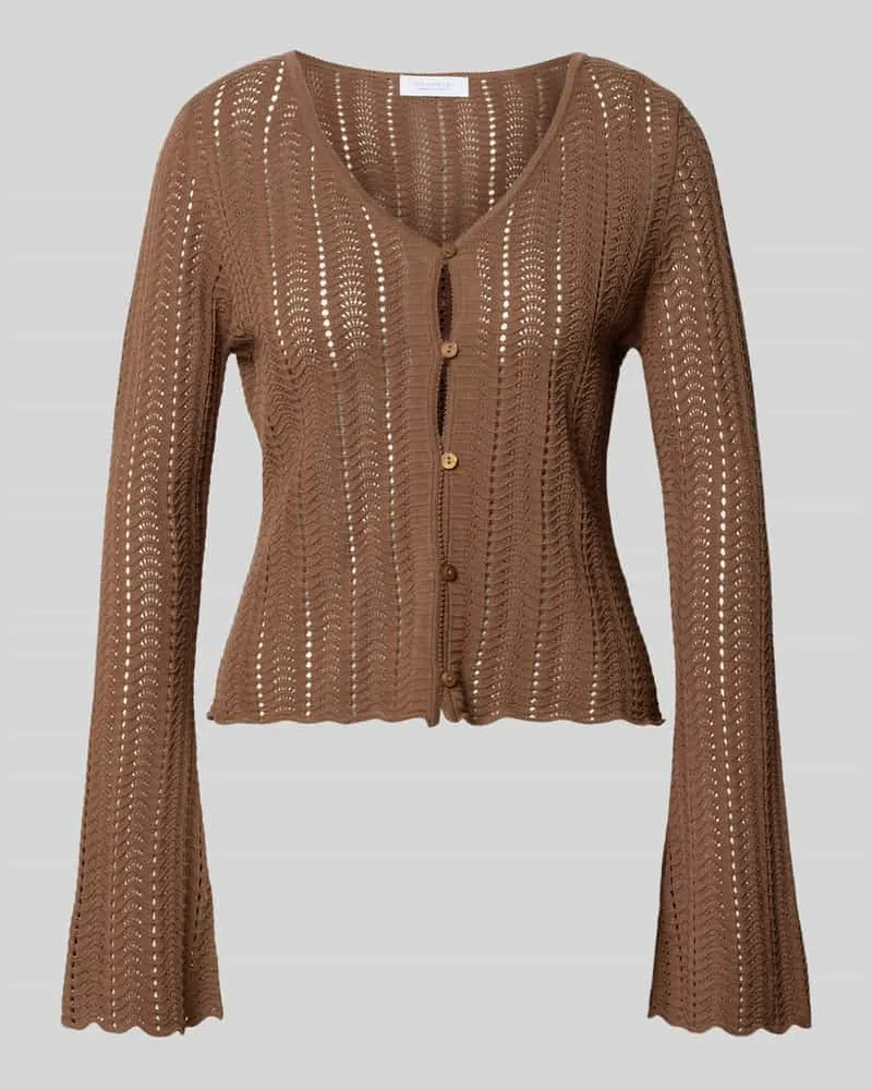 Rich&Royal Cardigan mit V-Ausschnitt und Knopfleiste Hellbraun