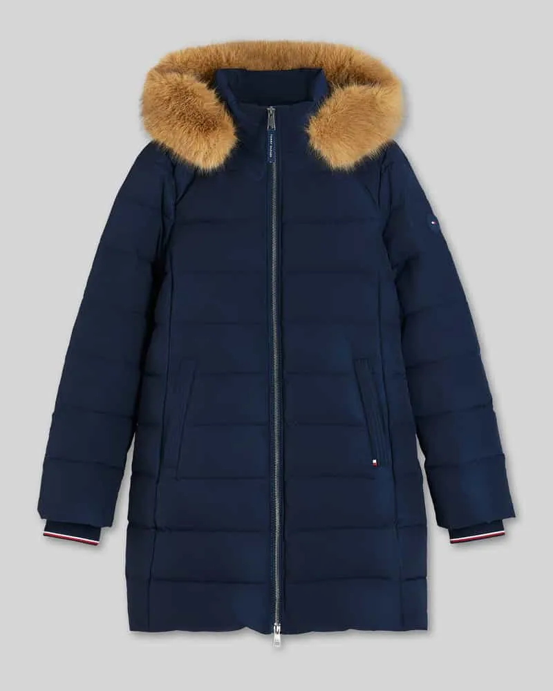 Tommy Hilfiger Steppmantel mit Teddyfell-Kapuze Modell 'TYRA Marine
