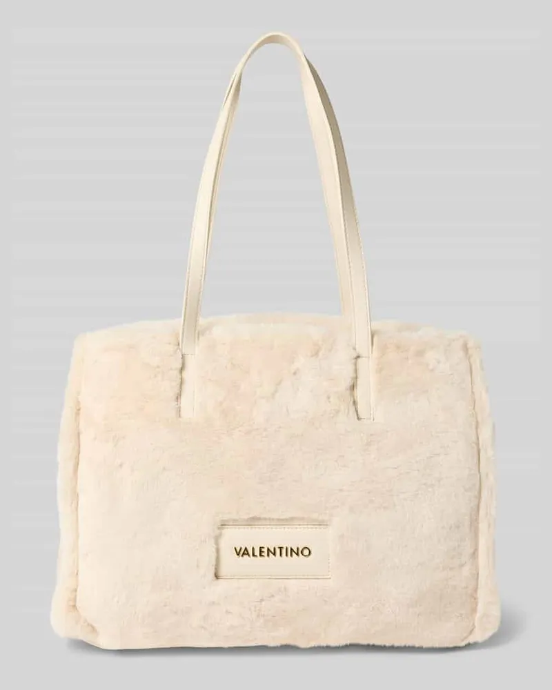 Valentino Bags Shopper aus Kunstfell mit Label-Detail Modell 'SPECIAL FADIA Ecru